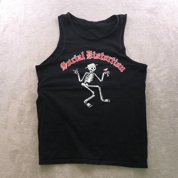 Social Distortion Mens Tank Top Small Black Graphic Top Skeleton Grunge Crew - Picture 5 of 6